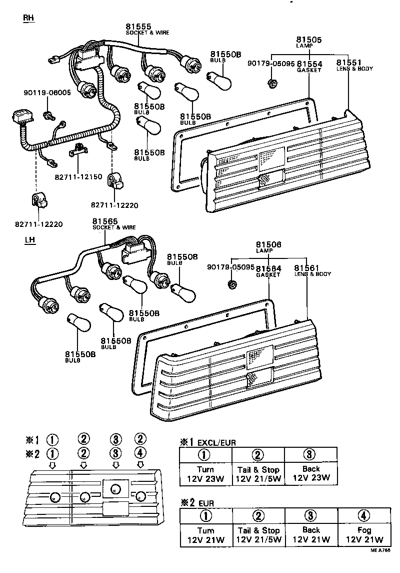 81505-19635 LAMP SUB-ASSY, REAR COMBINATION, RH product image