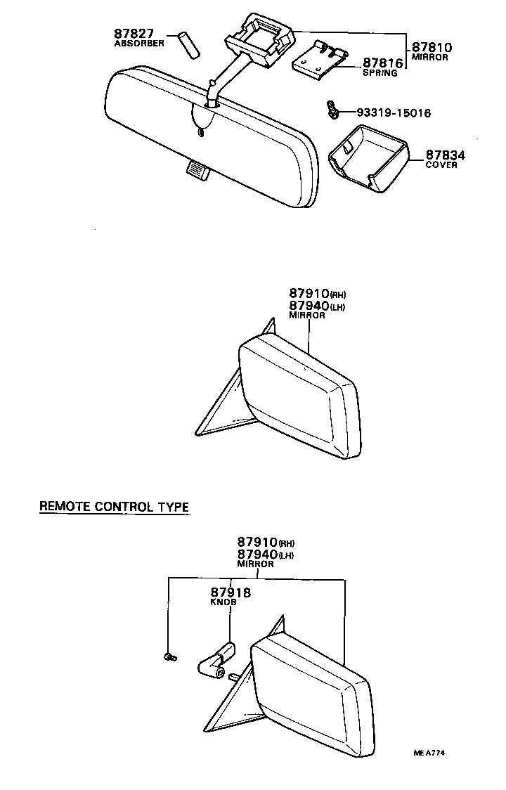 87828-12020 ABSORBER, INNER REAR VIEW MIRROR product image