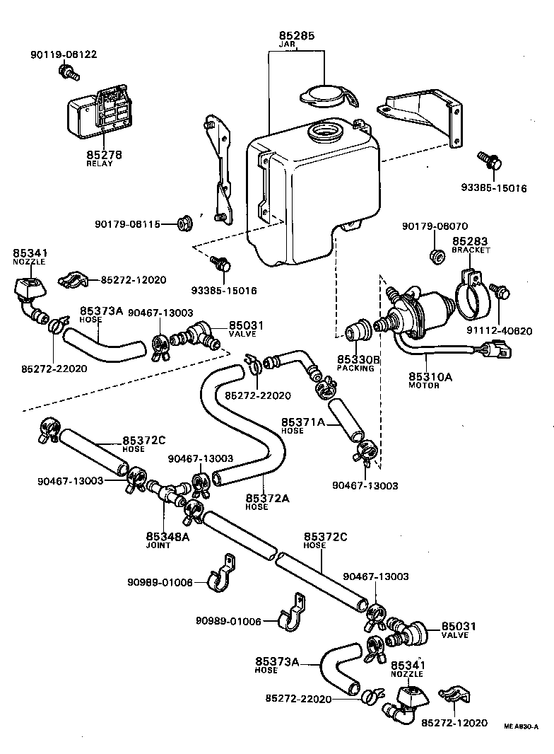 85374-32010 HOSE, HEADLAMP CLEANER WASHER (FROM JOINT TO VALVE) product image