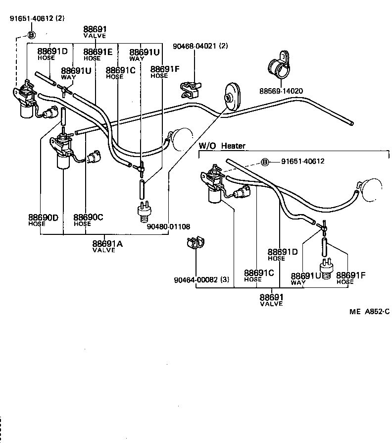 Toyota 95411-10026 HOSE, VACUUM (FOR IDLE UP DIVICE), NO.3