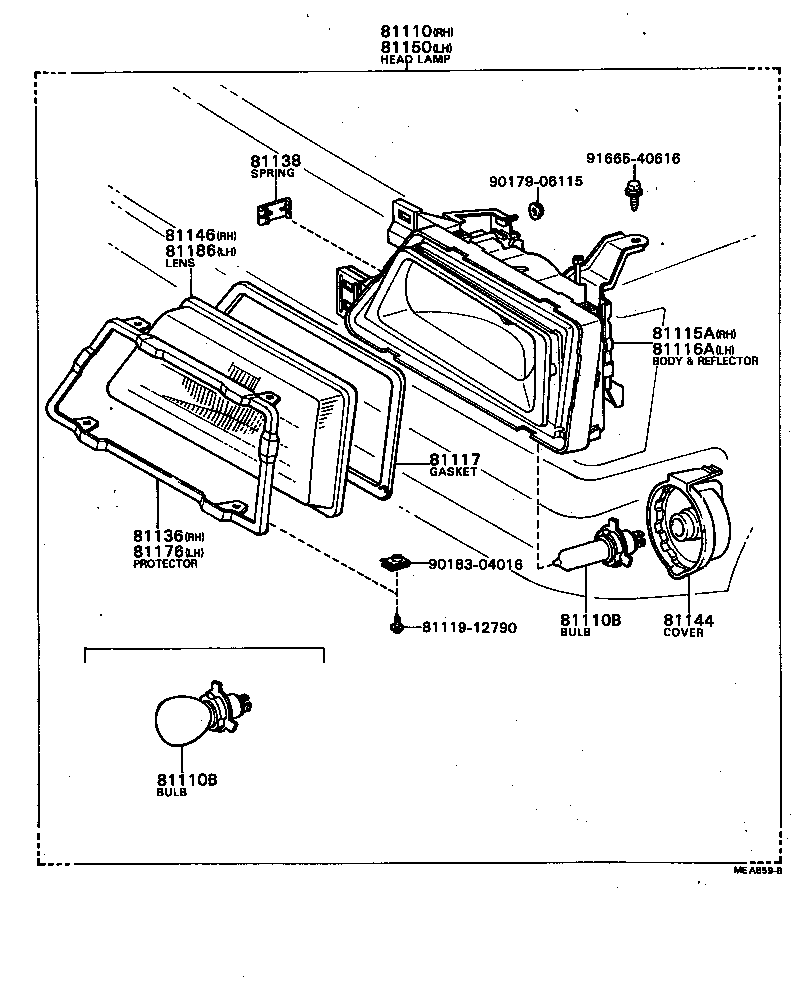 81175-12740 BODY AND REFLECTOR SUB-ASSY, HEADLAMP, LH product image