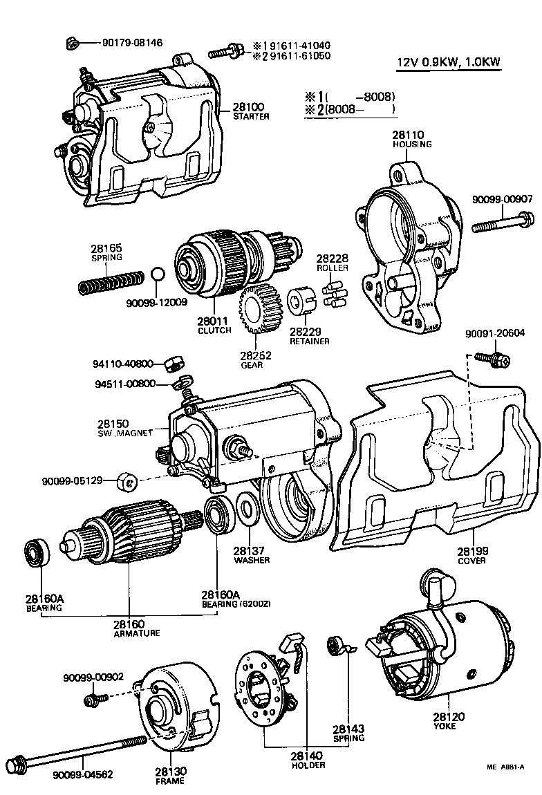 Toyota 28150-26090 SWITCH ASSY, MAGNET STARTER