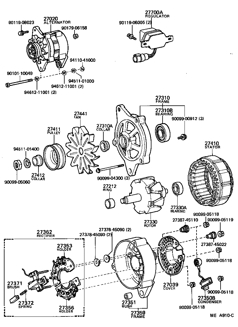 27353-34121 HOLDER, W/RECTIFIER POSITIVE, ALTERNATOR product image
