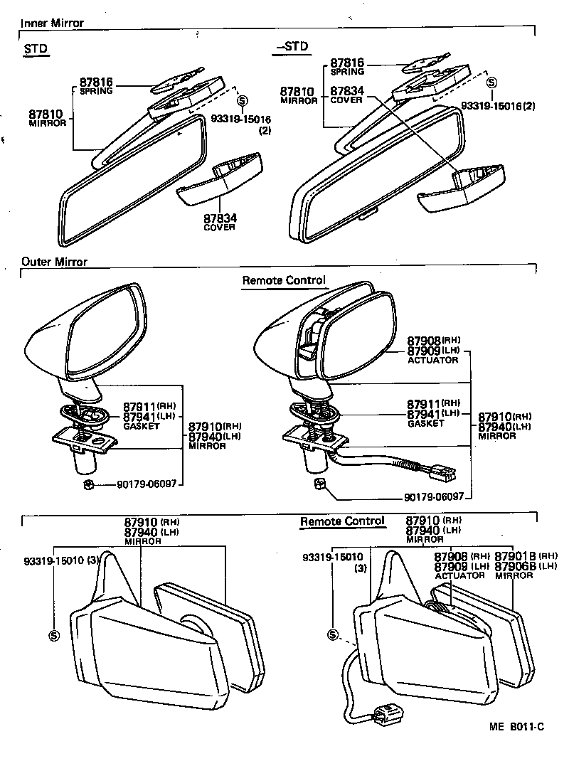 87908-14050 ACTUATOR ASSY, OUTER MIRROR, RH product image