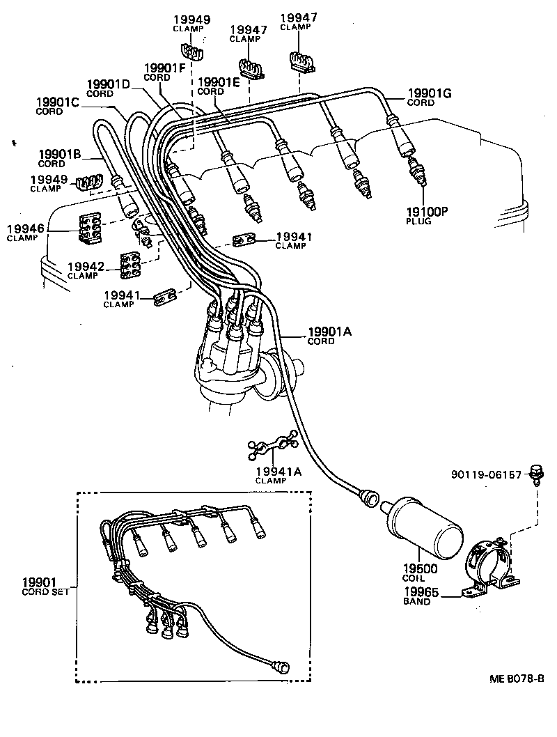 90999-99084 CORD SET, COIL & SPARK, W/RESISTIVE product image