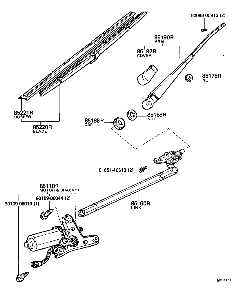 85192-14070 COVER, REAR WIPER ARM product image