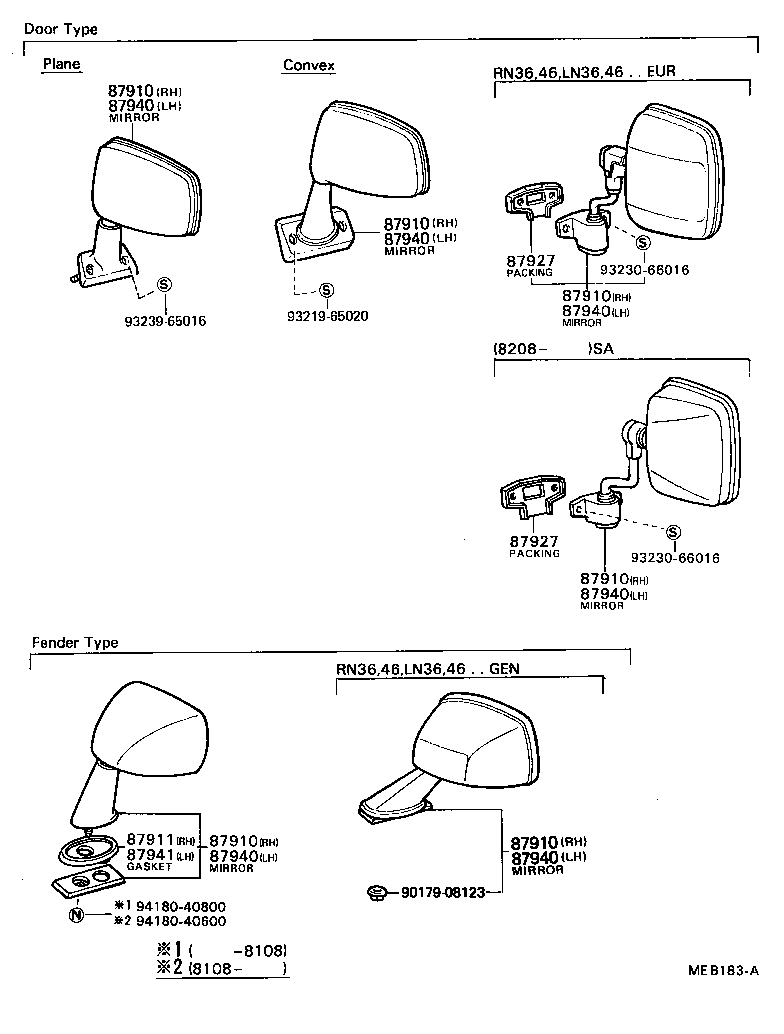 87926-95111 PACKING, REAR VIEW OUTSIDE MIRROR STAY product image