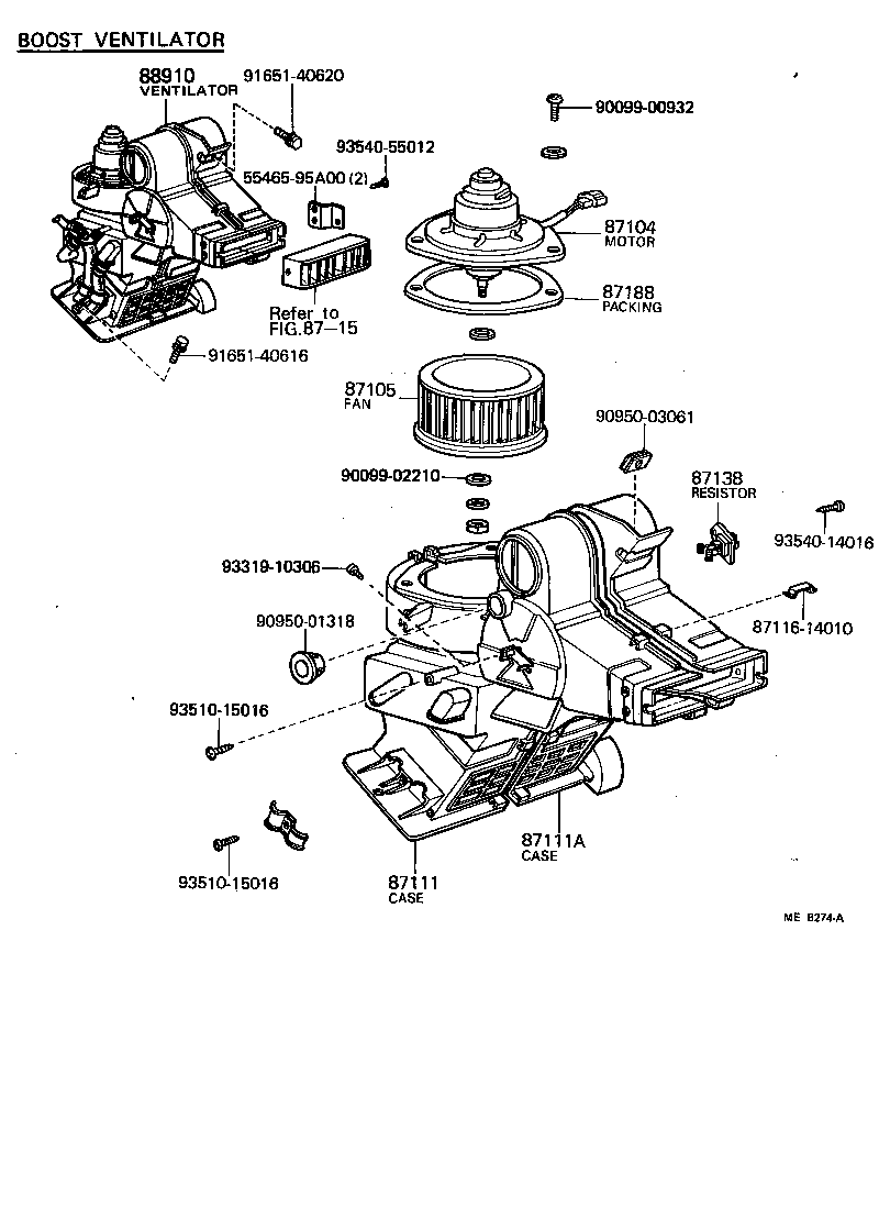 87104-36041 MOTOR SUB-ASSY, REAR HEATER BLOWER product image