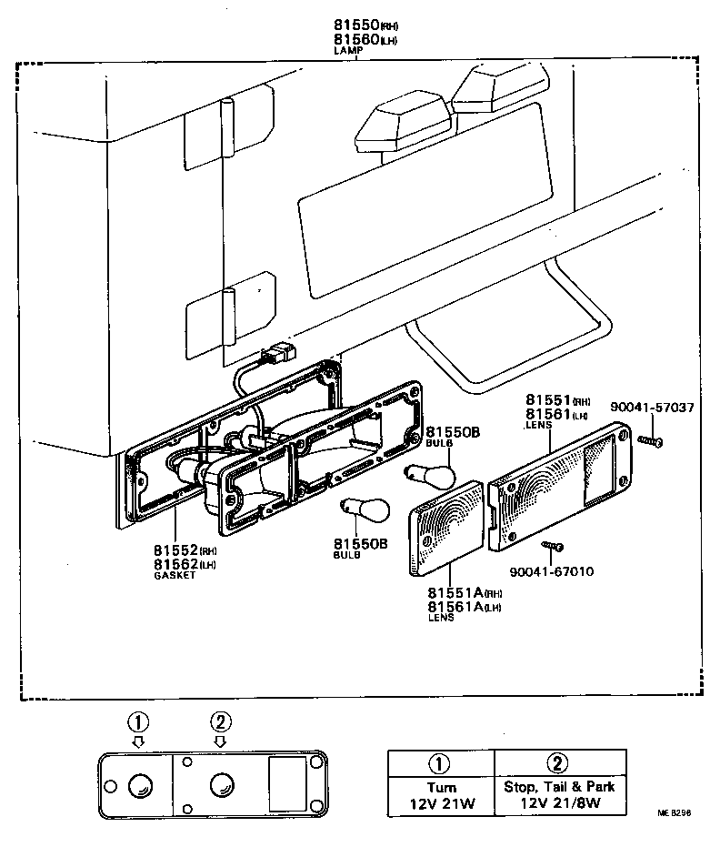 81550-87607 LAMP ASSY, REAR COMBINATION, RH product image