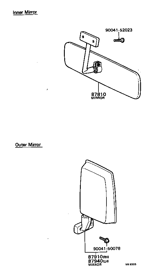 87810-87602 MIRROR ASSY, INNER REAR VIEW product image