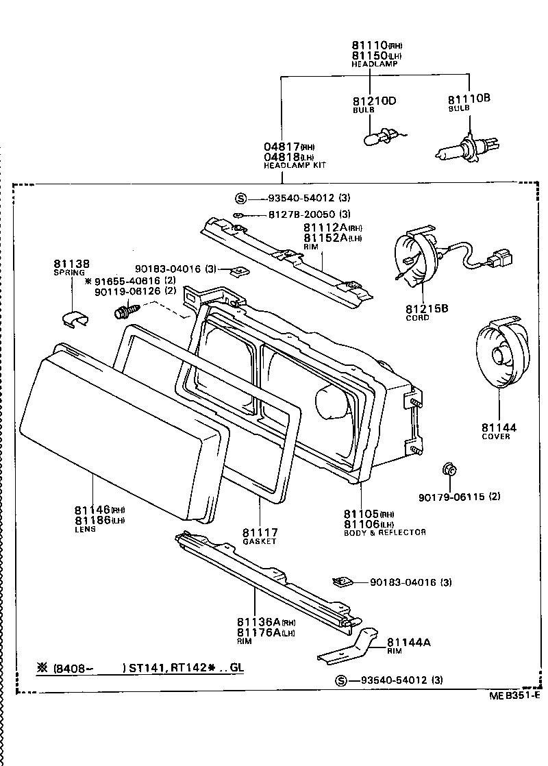 04817-20030 HEADLAMP KIT, W/O SEALED BEAM, RH product image