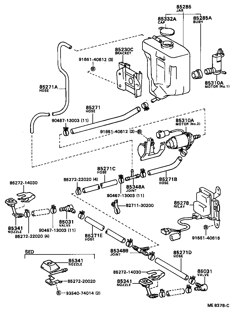 85276-20030 RELAY ASSY, HEADLAMP CLEANER CONTROL product image