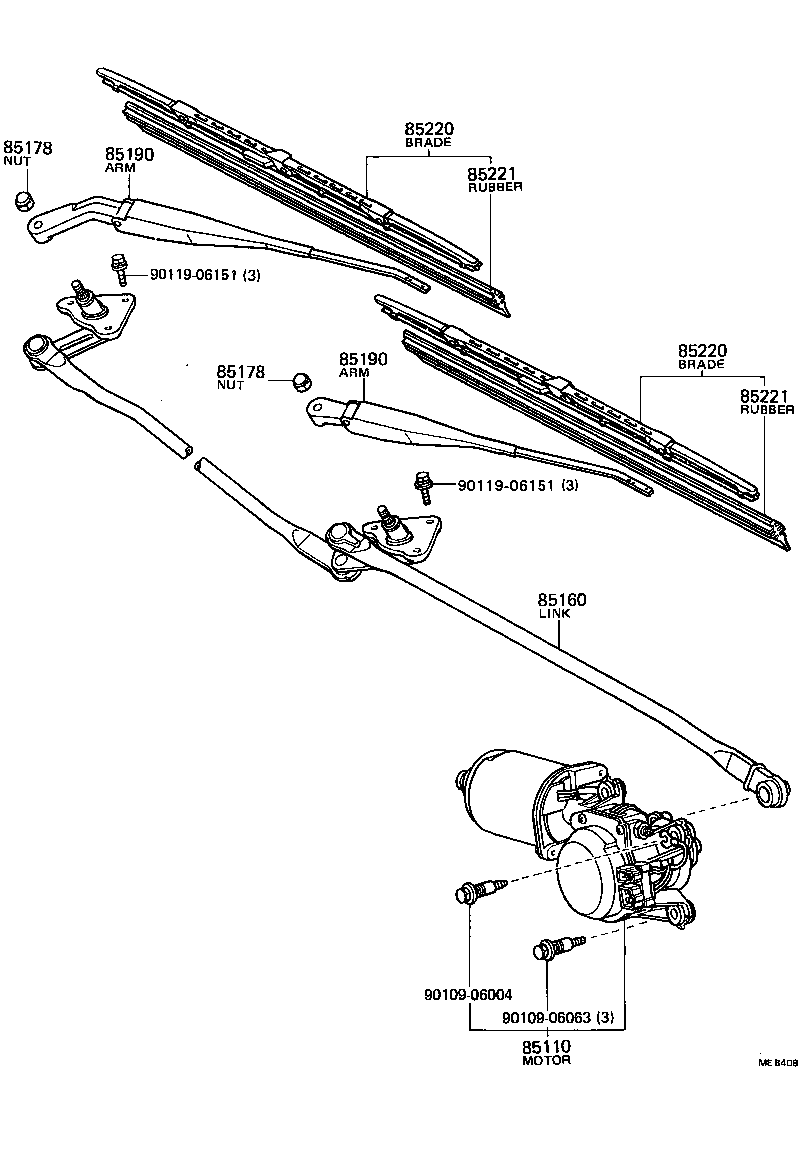 85160-20280 LINK ASSY, WINDSHIELD WIPER product image