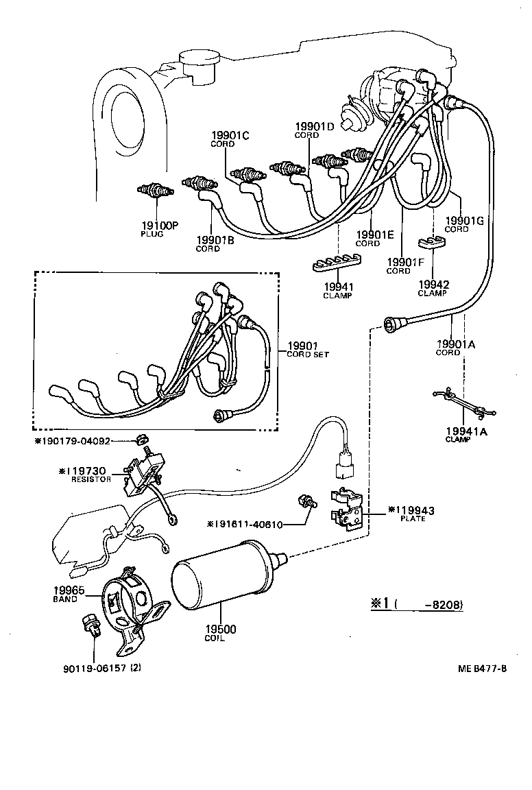 90999-99084 CORD SET, COIL & SPARK, W/RESISTIVE product image