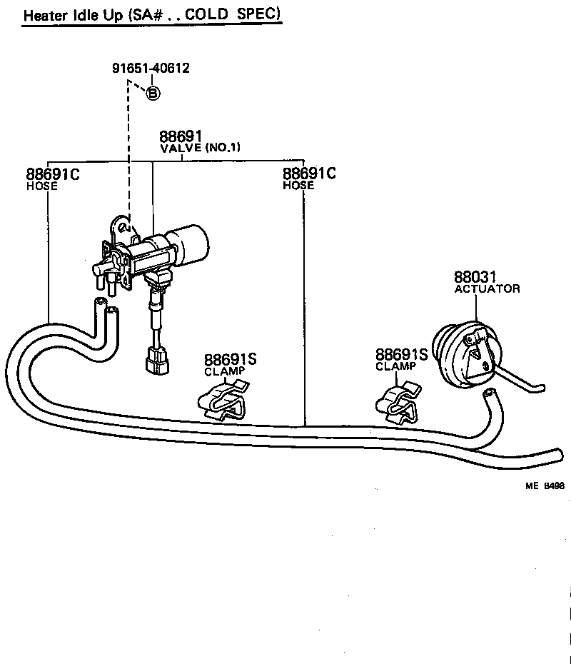 88689-30540 HOSE, DAMPER CONTROL DIAPHRAGM VACUUM product image