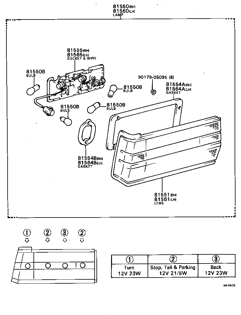 81550-80228 LAMP ASSY, REAR COMBINATION, RH product image