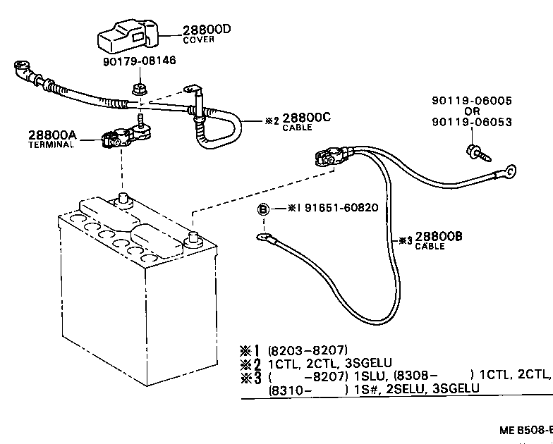 82123-32020 CABLE, BATTERY TO STARTER(FOR BATTERY TO MAIN SWITCH) product image