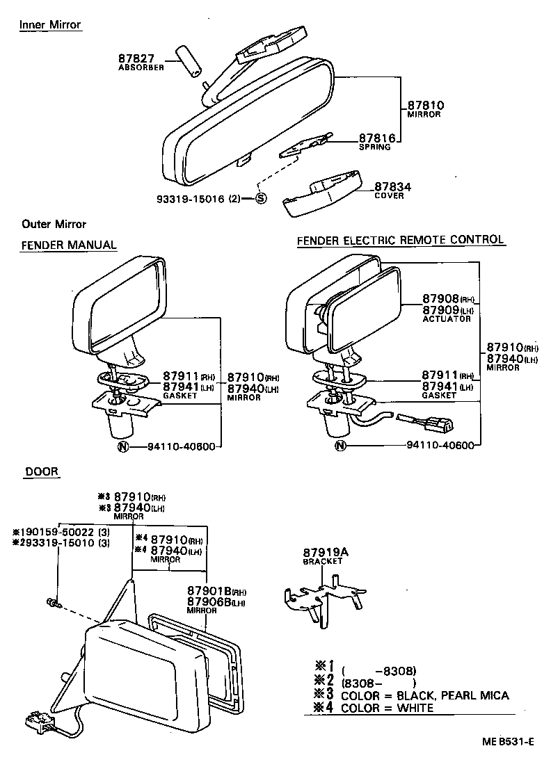 87908-32080 MIRROR SUB-ASSY, OUTER REAR VIEW, RH product image