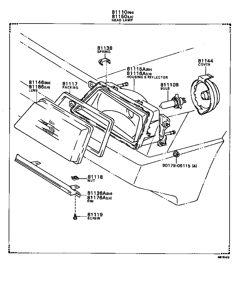 81175-16130 BODY AND REFLECTOR SUB-ASSY, HEADLAMP, LH product image