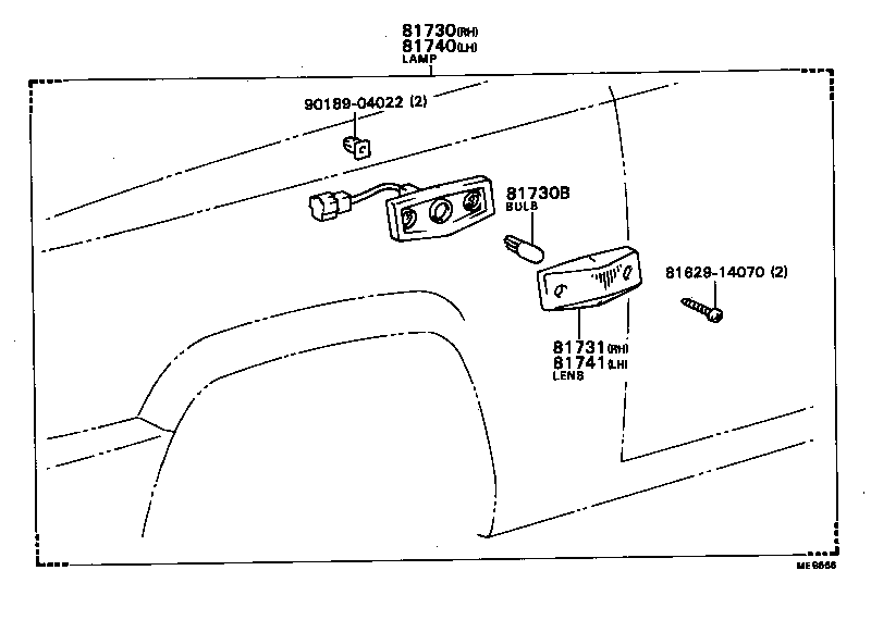 81730-19385 LAMP ASSY, SIDE TURN SIGNAL, RH product image