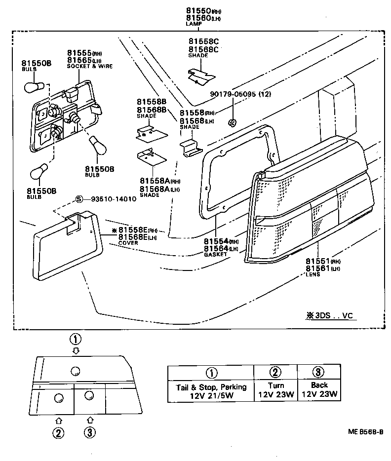 81550-80205 LAMP ASSY, REAR COMBINATION, RH product image