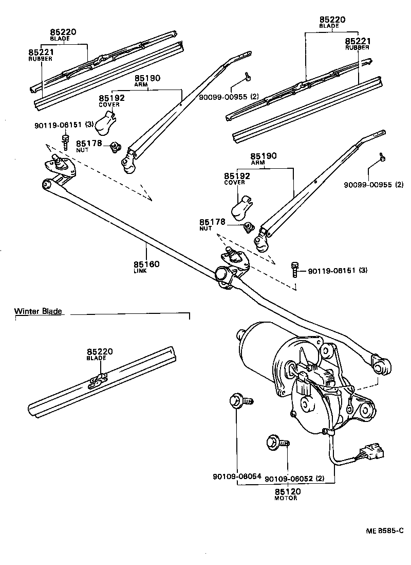 85120-16080 MOTOR AND BRACKET ASSY, WINDSHIELD WIPER product image