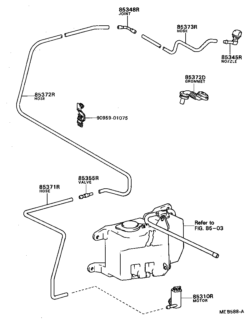 Toyota 85031-12250 VALVE, REAR WASHER HOSE