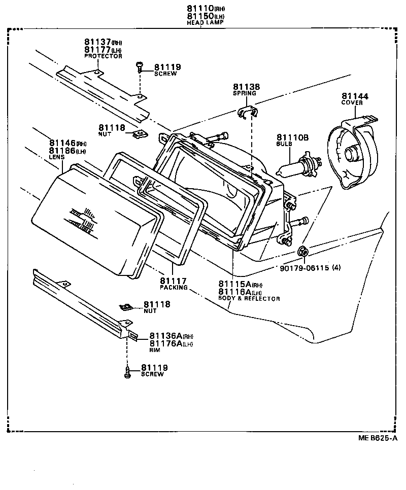 81175-16130 BODY AND REFLECTOR SUB-ASSY, HEADLAMP, LH product image