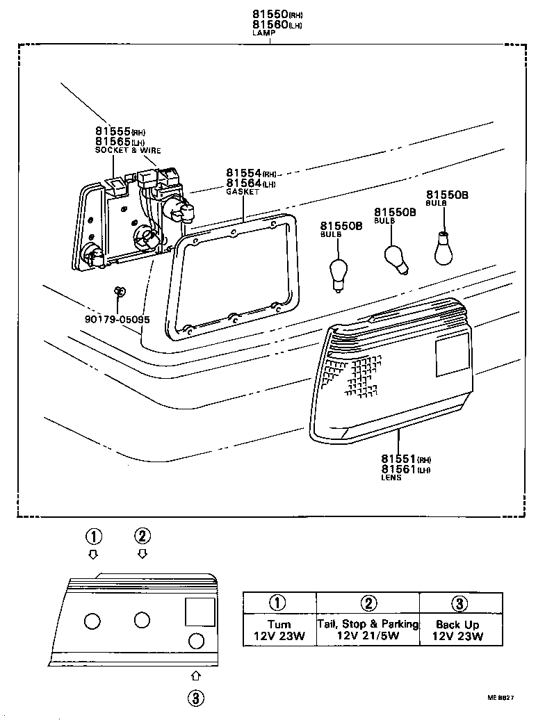 81550-80205 LAMP ASSY, REAR COMBINATION, RH product image