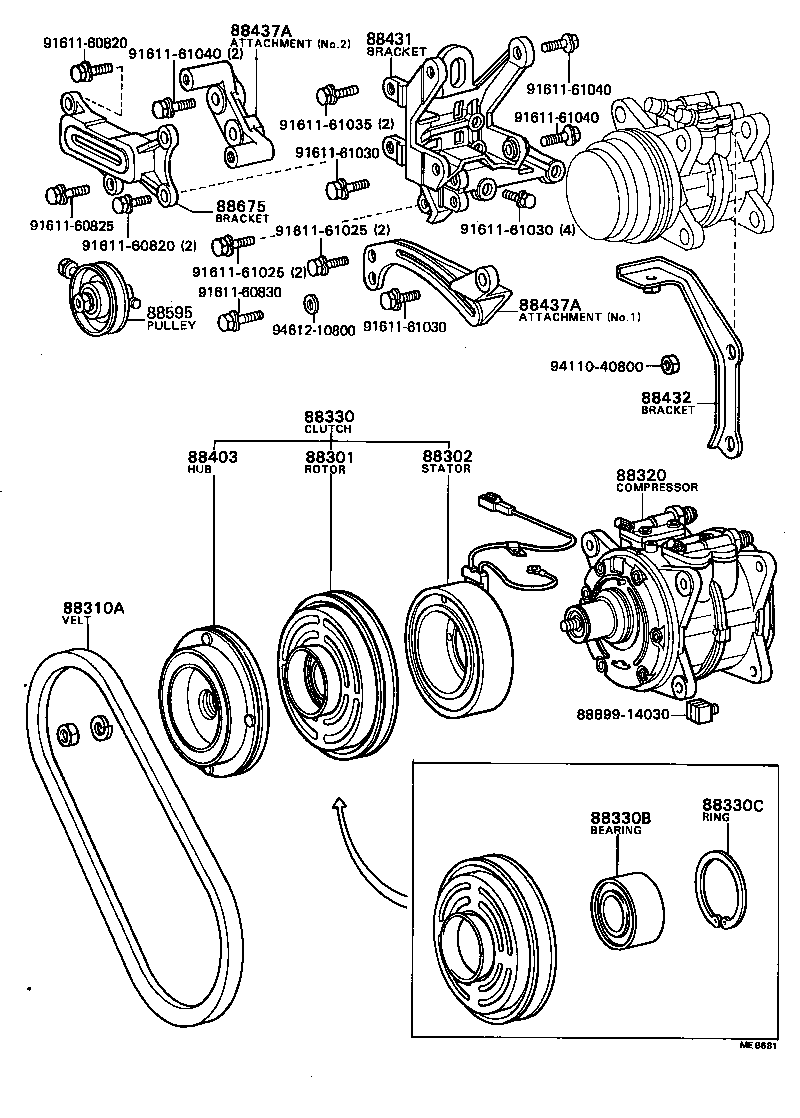 88444-36080 BRACKET, IDLER PULLEY (FOR COOLER) product image