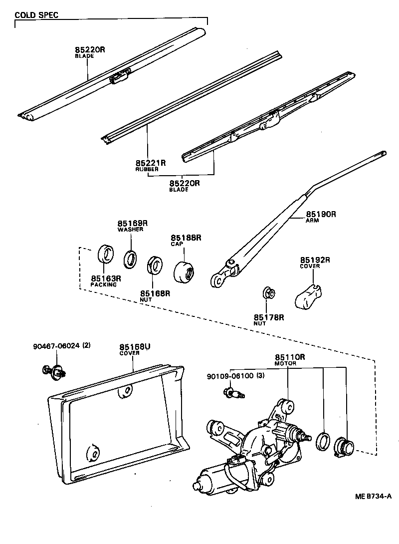 85110-90B09 MOTOR ASSY, REAR WIPER product image