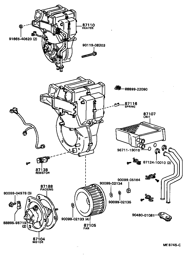 87107-90B02 UNIT SUB-ASSY, HEATER RADIATOR product image