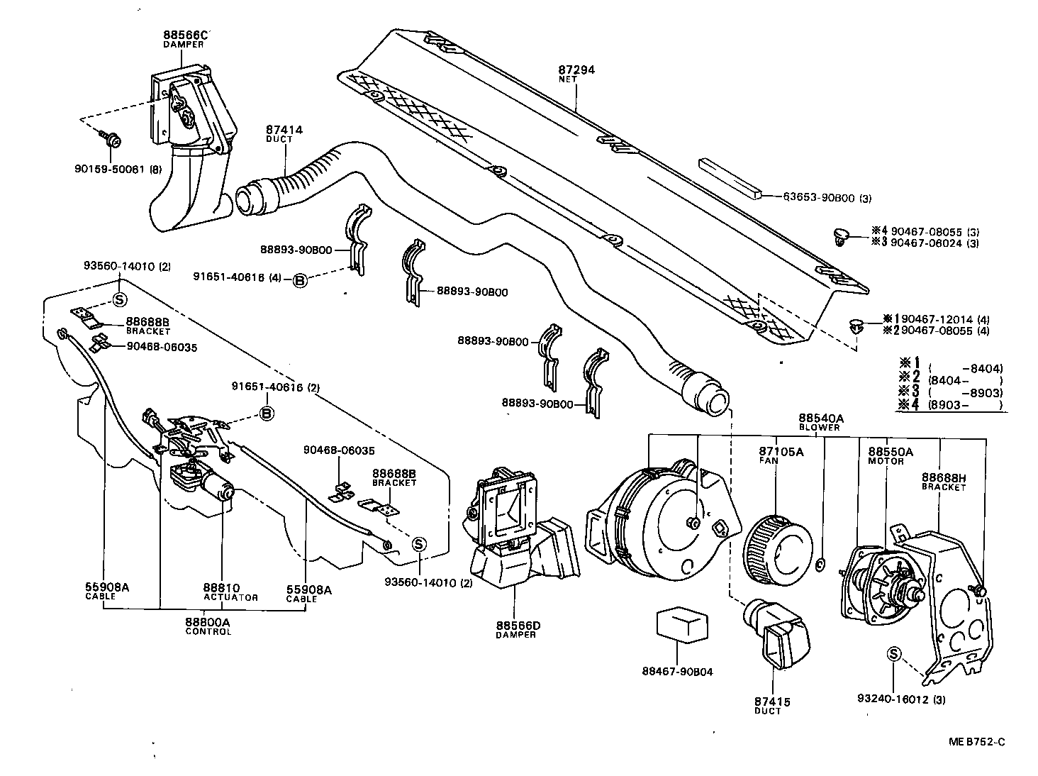 88430-90B14 DUCT, AIR, SIDE NO.3 RH product image