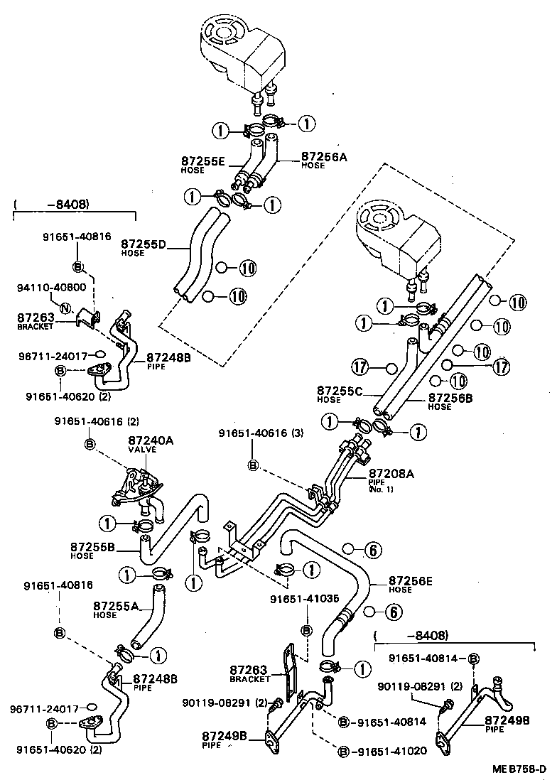 87245-90B36 HOSE, HEATER WATER, INLET A product image