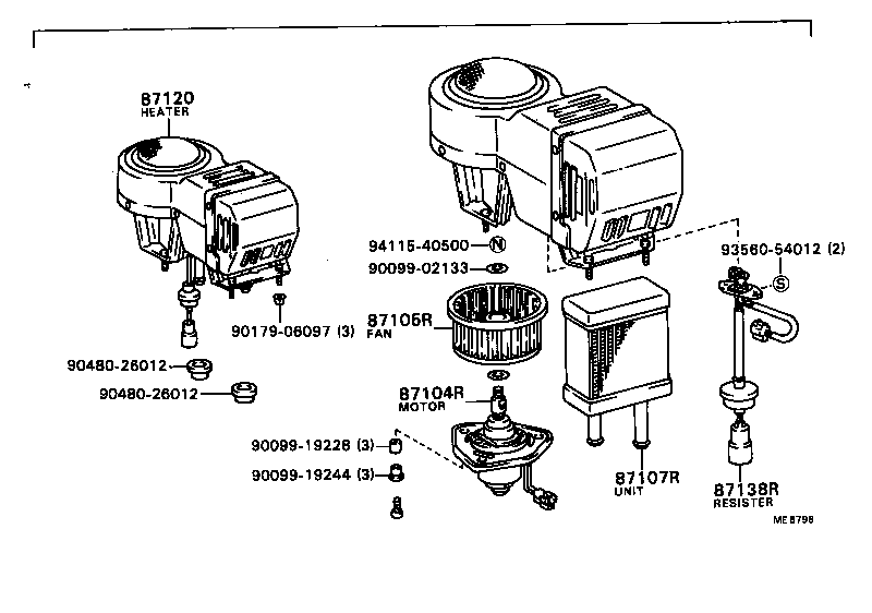 87104-90B06 MOTOR SUB-ASSY, REAR HEATER BLOWER product image