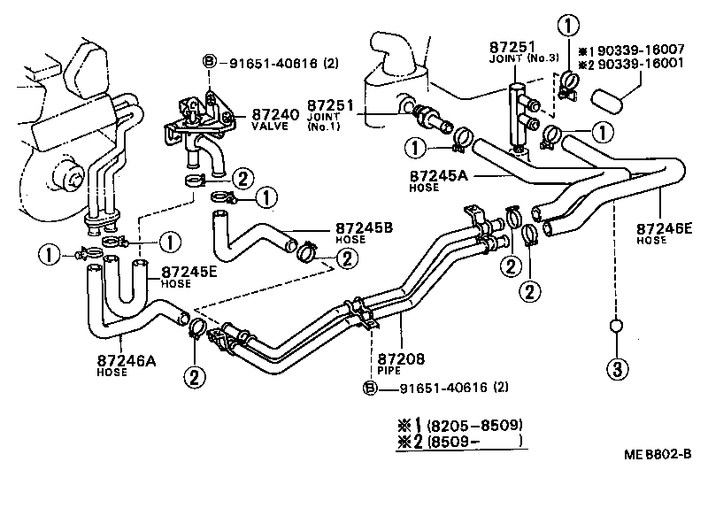87245-90B07 HOSE, REAR HEATER WATER OUTLET, E (TO ENGINE) product image