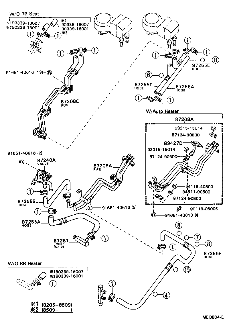 87245-90B07 HOSE, REAR HEATER WATER OUTLET, E (TO ENGINE) product image