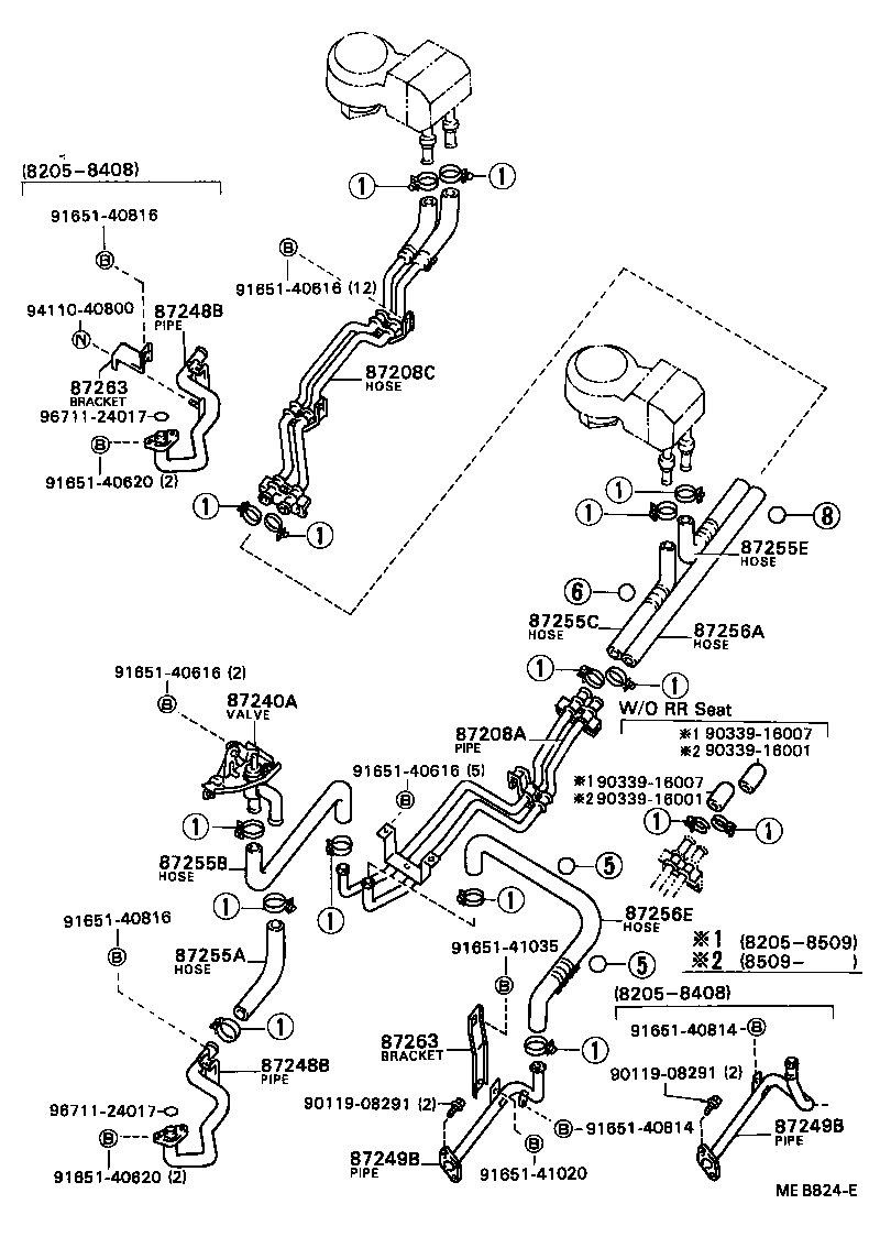 87245-90B07 HOSE, REAR HEATER WATER OUTLET, E (TO ENGINE) product image