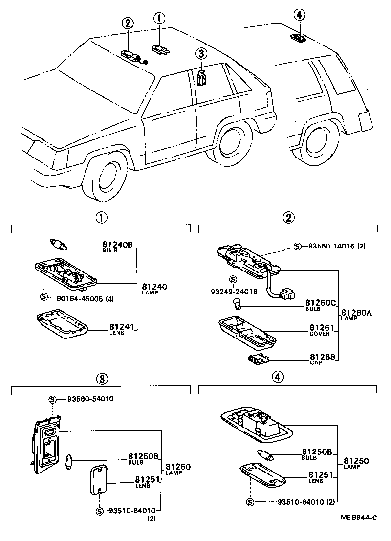 Toyota 81240-22081-18 LAMP ASSY, ROOM, NO.1