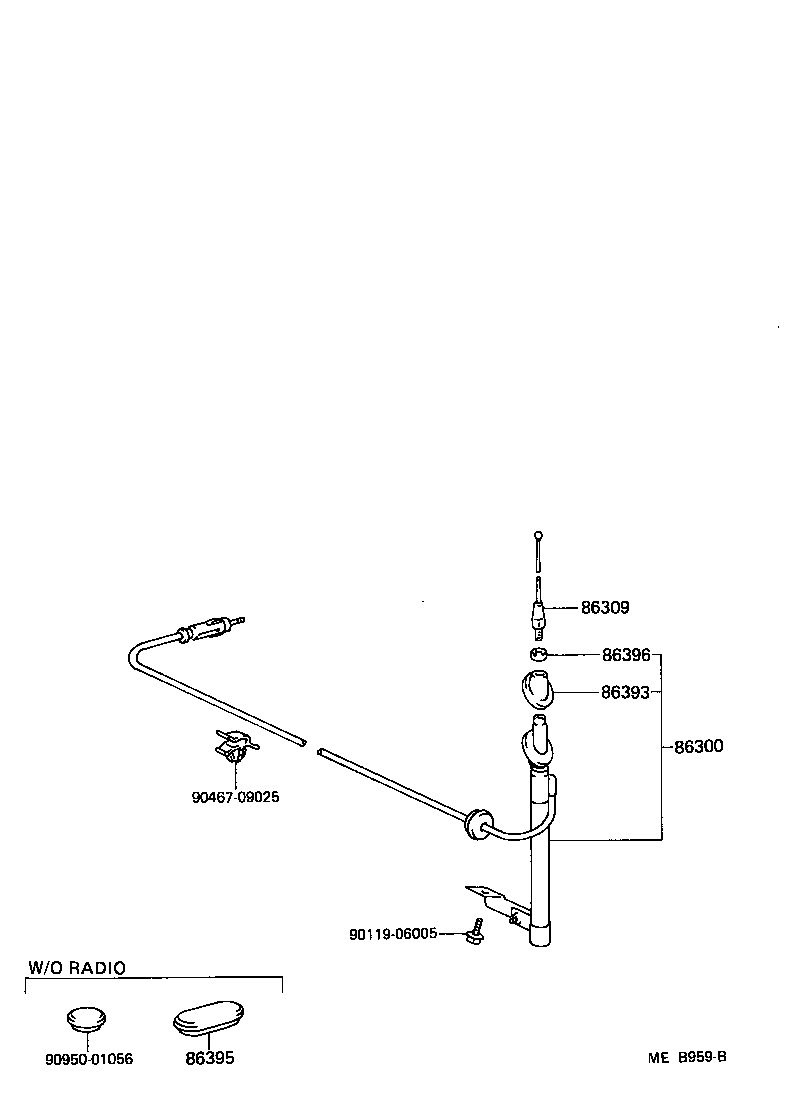 Toyota 86300-19025 ANTENNA ASSY, W/HOLDER