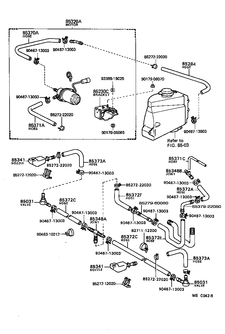 85271-22010 HOSE, HEADLAMP CLEANER WASHER (FROM JOINT TO NOZZLE) product image