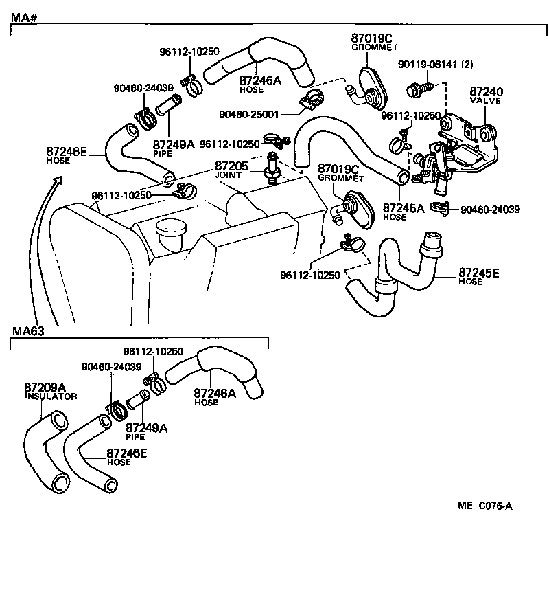 87209-24020 HOSE, HEATER WATER, INLET A product image