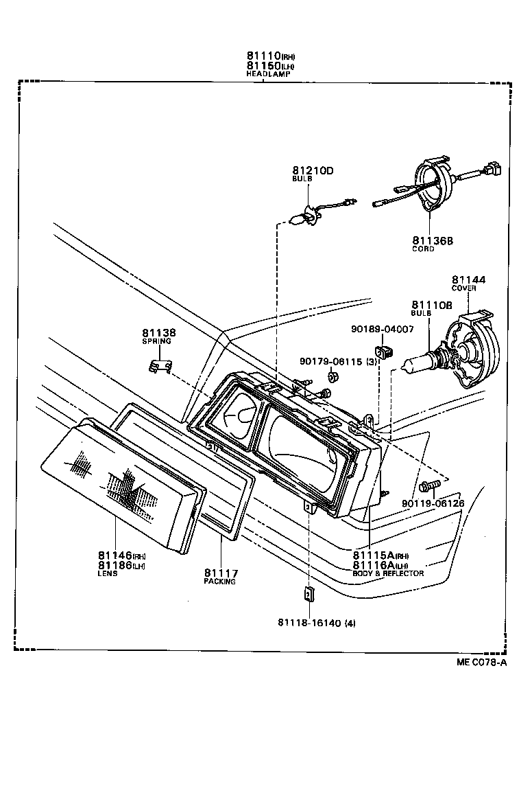 81150-80098 HEADLAMP ASSY, LH product image