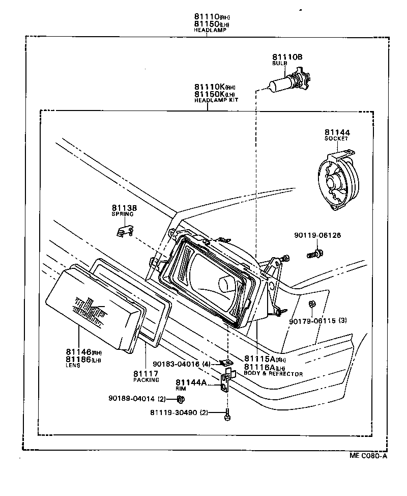 81135-22341 BODY AND REFLECTOR SUB-ASSY, HEADLAMP, RH product image
