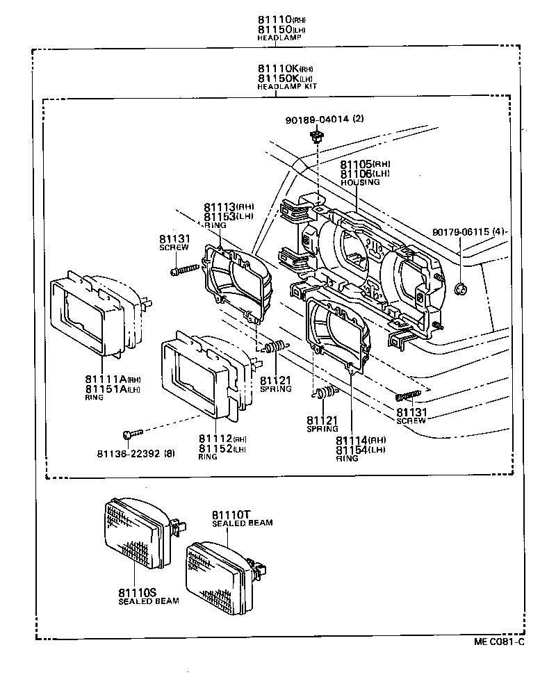 81135-22341 BODY AND REFLECTOR SUB-ASSY, HEADLAMP, RH product image