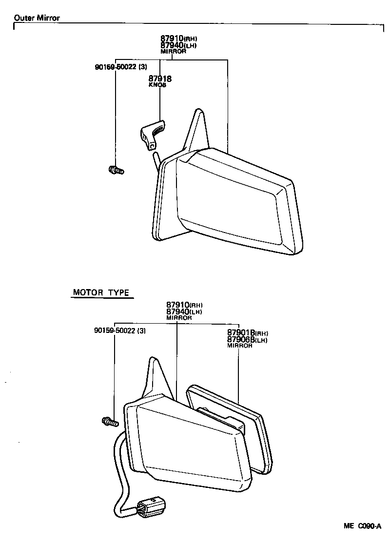 87901-14260 MIRROR SUB-ASSY, OUTER REAR VIEW, RH product image