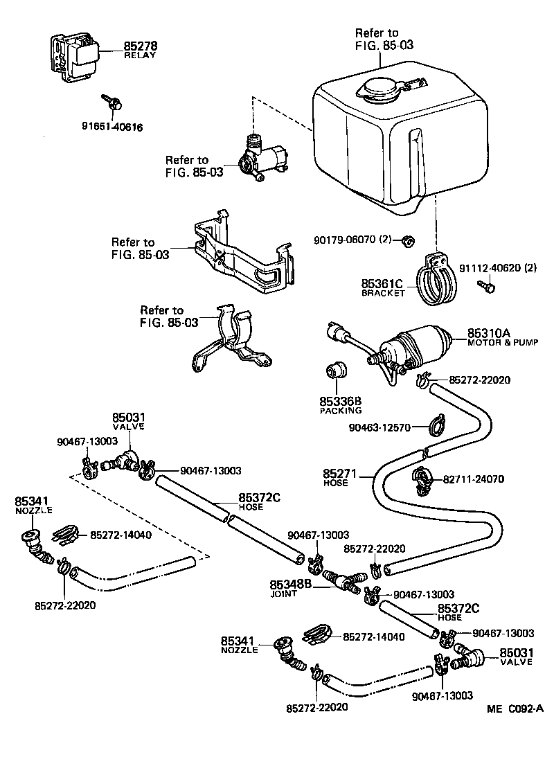 Toyota 90445-14059 HOSE, HEADLAMP CLEANER WASHER (FROM JOINT TO VALVE)
