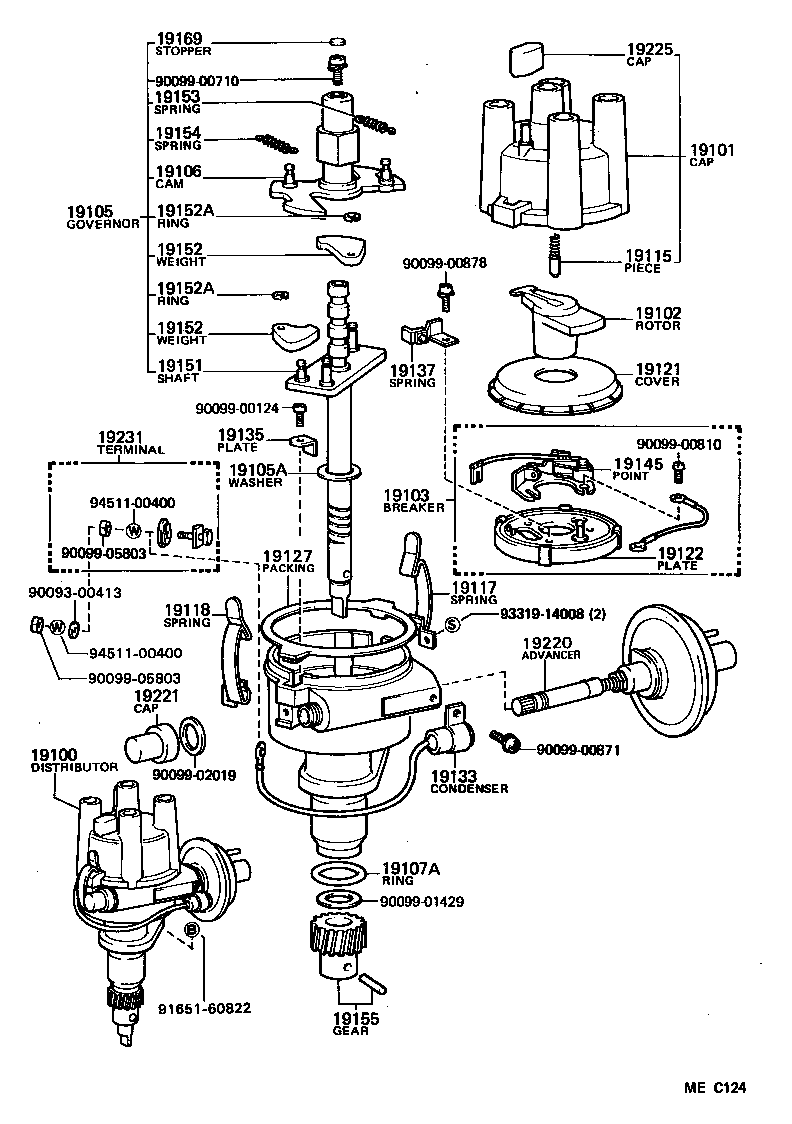 19115-50010 PIECE, DISTRIBUTOR CAP, CENTER product image