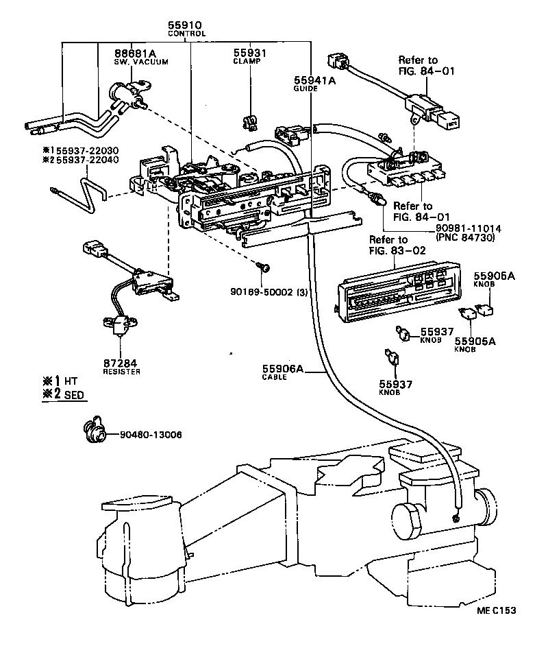 88899-22100 LEVER SUB-ASSY, HEATER CONTROL product image