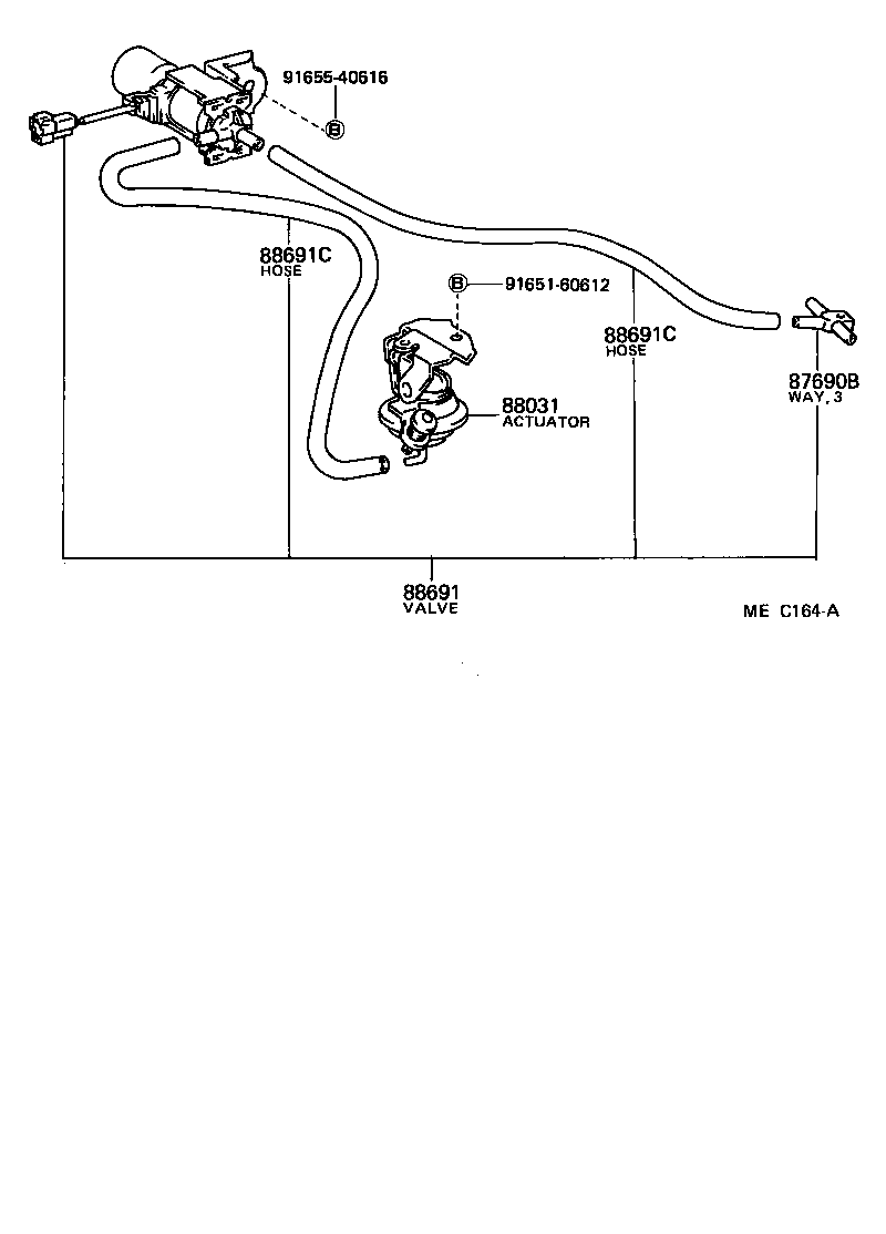 Toyota 90447-04049 HOSE, VACUUM (FOR IDLE UP DEVICE), NO.1